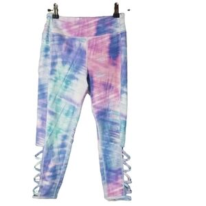 Zella tie space dye lattice cut out leggings